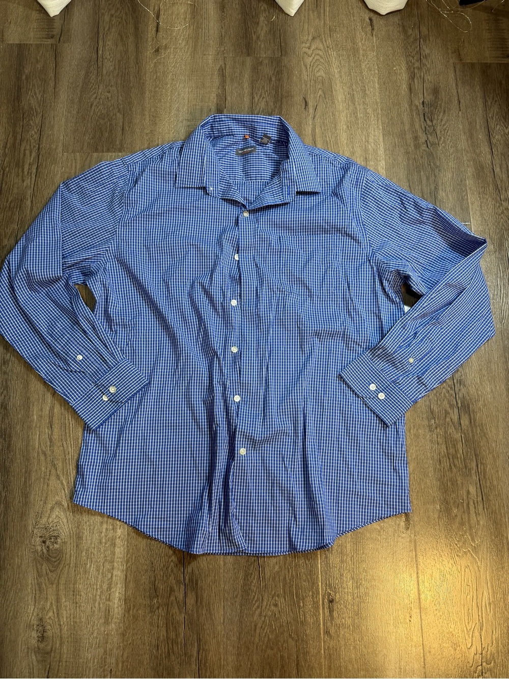 Van Heusen Blue Gingham Long-Sleeve Dress Shirt